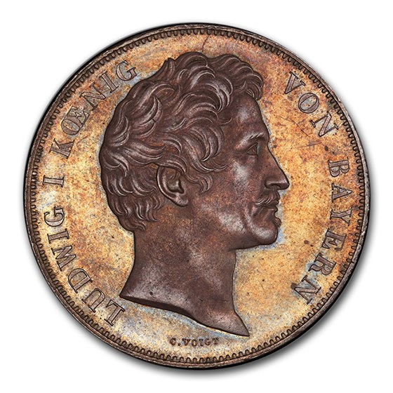 1838 German State Bavaria Silver 2 Thaler Ludwig I MS-63 PCGS 1838 German State Bavaria Silver 2 Thaler Ludwig I MS-63 PCGS